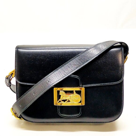 CELINE Shoulder Bag Black Leather 696-070325 - Picture 1 of 13